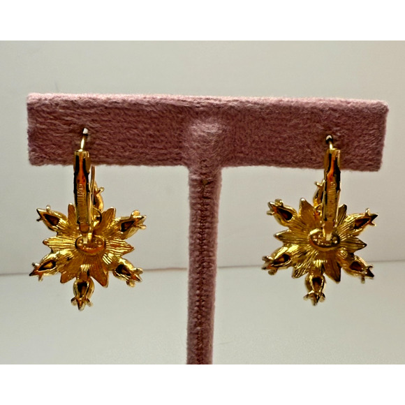 Kirks Folly Star Snowflake AB Aurora Borealis Rhinestone Crystal Earrings Gold - Picture 4 of 5